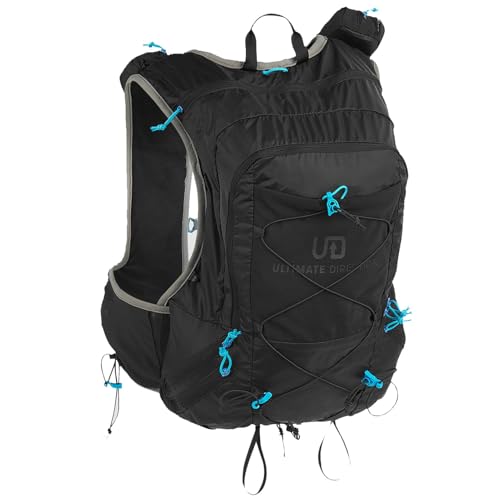 Ultimate Direction Adventure Vest Men's Hydration and Endurance Running Vest, 2L Hydration Bladder Compatible, Upgraded Fit and Finishes, Trekking Pole Loops, GPS Locator Pocket, 2023 (Onyx, Small)
