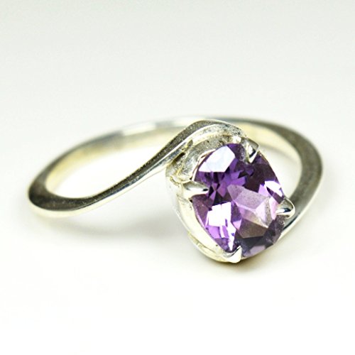 Bague en argent sterling 925 véritable améthyste violette faite à la main - 5