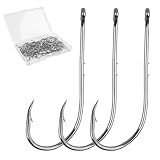 Baitholder Fishing Hooks Long Shank Beak Baitholder Hooks 100Pcs Black Offset Bait Holder Jig Fishing Hooks with 2 Baitholder Barbs Size:4-6/0