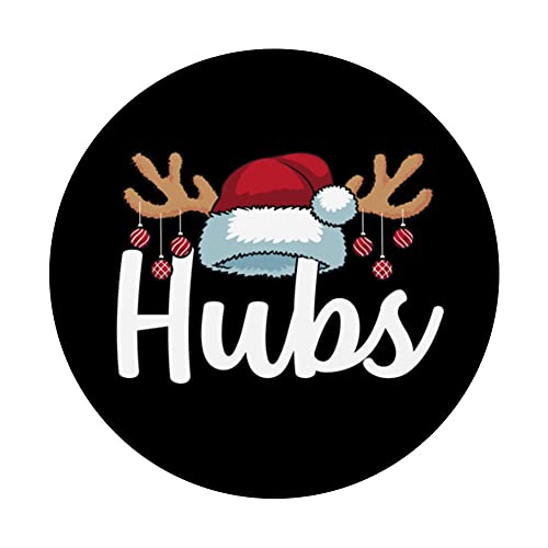 Hubs Claus Christmas Couples Matching His & Her Pajama Funny PopSockets Swappable PopGrip, Black - Image 3