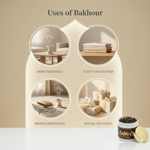 Image of Amber Oud BAKHOOR Incense | Authentic Arabic BAKHOOR Incense | 40 GMS JAR | Pack of 1 | Natural Wood Chips Amber Fragrance Woody Blend | Perfect for Pooja