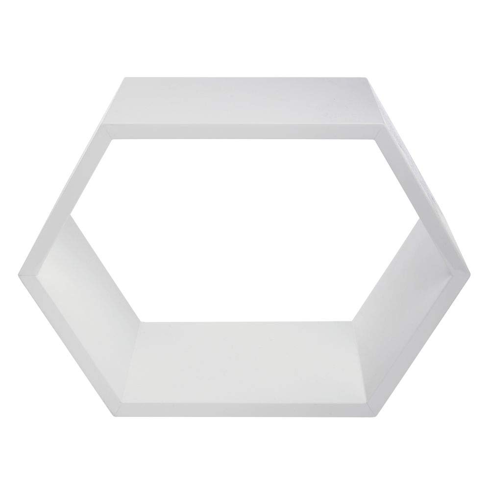 Display Shelf White Hexagon Wood 20" x 10" x 13 3/4" (W x D x H) by HUBERT – Wood, Model HEX-T