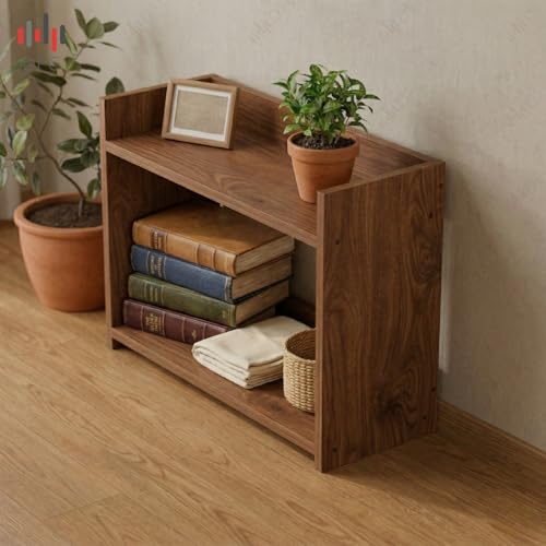 Image of DFC Element Crysta Shelf for Home, Living Room & Bedroom | Engineered Wood Storage Shelf with Open Display Design | Space Saving Organizer for Books, Decor & Daily Essentials (Natural Oak, 2 Level)