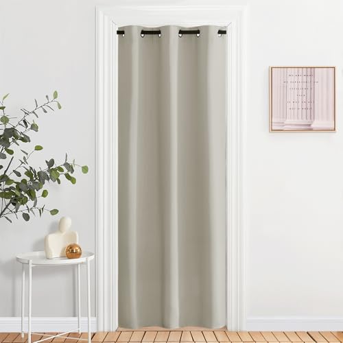 Image of NICETOWN Natural Door Curtain for Doorway Privacy, 80 Inch Length, Room Divider Cover, Blackout Temporary Insulated Closet Panel for Bedroom (1 Panel, 2.8ft Wide)