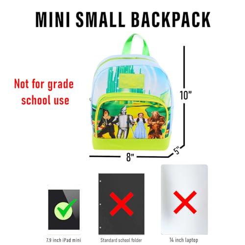 Image of Wizard of Oz Mini Backpack for Women Set - 10 inch Canvas Wizard of Oz Daypack with Front Pocket and Button | Wizard of Oz Collector's Bag Purse Bundle