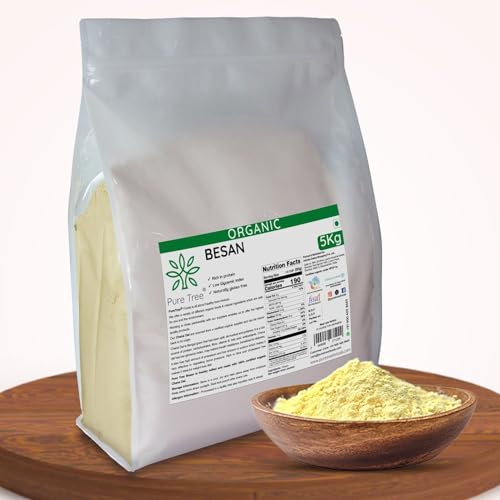 Image of Pure Tree Certified Organic Besan Chana Atta | 5 Kg / 5000 g | Chana Flour | Freshly Milled Fine Besan Organic Gram Flour | Kadalai Maavu | Chana dal flour | Chana Besan