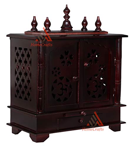 Temple de maison en bois avec portes et lumières LED latérales de taille moyenne