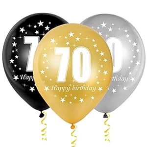 Luftballoon 70 Geburtstag, 70 Geburtstag Deko Mann Frau, Zahlenballon 70, Gold Schwarz Silber Ballon 70, 30 Stück Happy…