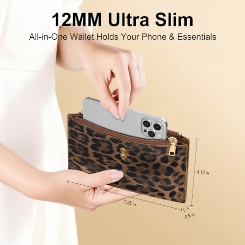 Image of Travelambo Womens Leather Bifold Wallet, Slim RFID Blocking Card Holder