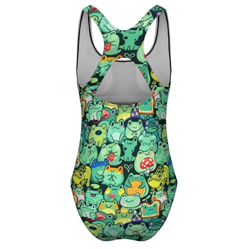 Women's One Piece Swimsuit Green Clover Leaves Sports Bathing Suit Racerback Swimsuits Tummy Control Swimwear3