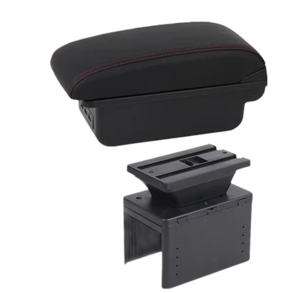 SXQPOCAR For Nissan Micra K14 2020-2024 Car Armrest Box Center Storage Box Interior Retrofit Parts Replacement Parts(B1 red line 3USB)