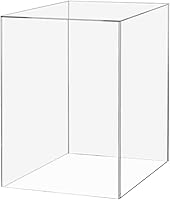Vista 23 de Paquete de 6 cajas de exhibición de acrílico de 7 pulgadas con un lado abierto, blanco, versátil, cuadrado, de plástico, para almacenamiento