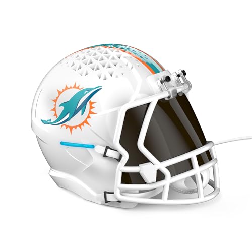 Image of NFL Echo Dot Bundle: Includes Echo Dot | Deep Sea Blue and Limited-Edition NFL Helmet Stand | Miami Dolphins