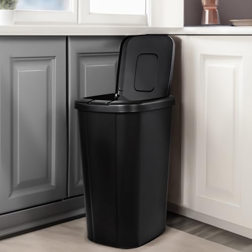 Caneca de basura 13.3 gal Plástico con tapa táctil negro miniatura 3