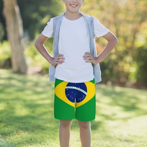 Brazilian Flag Youth Beach Pants, Soft and Breathable, with Drawstring Waist, Suitable for Sports and Leisure. 6