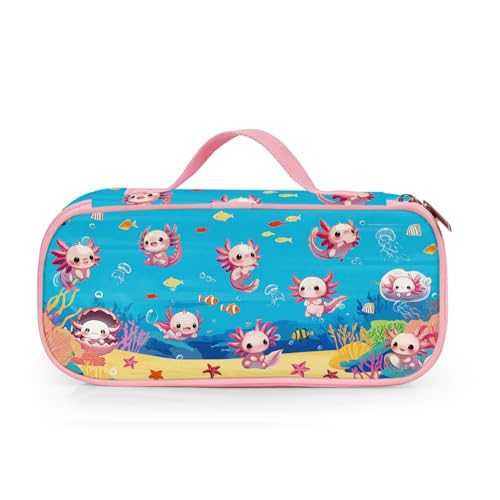 Image of Axolotl Pencil Case, Axolotl Pen Bag For School, Sea Pencil Case For Kids Girls Boys, Large Capacity Desk Organizer School, Sea Ocean Pen Box Birthday Gifts