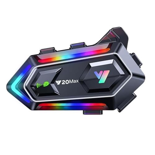 NXPGKEA Motorbike Helmet Speakers Intercom Communication System Bluetooth Headset Hi Fi/IPX6 300m Music Sharing GPS Soft Mic RGB