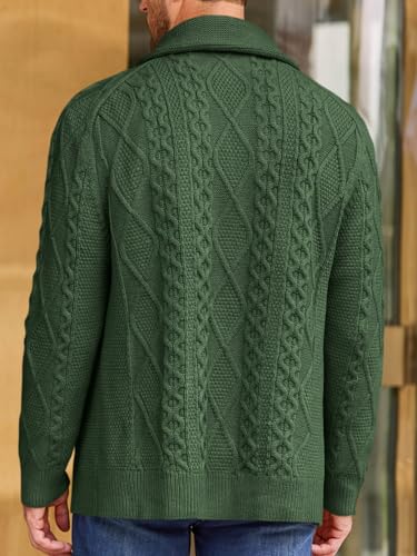 Runcati Mens Shawl Collar Cardigan Sweater Cable Knitted Button Down Sweaters Chunky Fall Winter Outwear3