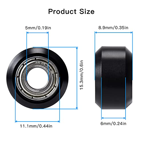 Biqu 3D Printer Wheel, 10Pcs 3D Printer Pom Pulley Wheels Plastic Pulley Passive Round Wheel With Liner Bearing For Creality Ender 3, Ender 3 V2, Cr-10, Cr-10S Series 3D Printer #TOP1