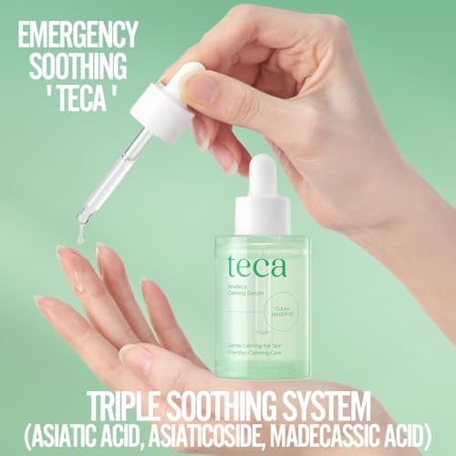 Image of Tecateca Vegan Calming Serum, 30ml - Lightweight Soothing Serum with TECA Complex(Centella Asiatica Extract), Triple Herbal & Hyaluronic Acid for Skin Comfort and Hydration, Korea Skincare