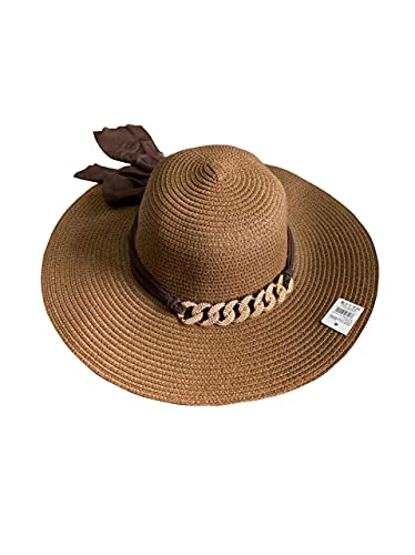 CHAPEÚ DE PRAIA FEMININO COM CORRENTE (MARROM ESCURO)