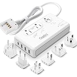 Ceptics 2000W Travel Voltage Converter for Hair Dryer & 200W Convert 220V to 110V for Curling Iron, Straightener, Chargers, Step Down World Power 4 USB Charging QC 3.0 SWadApt Type A, B, C, E/F, G, I