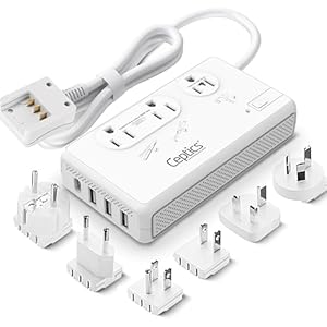 Ceptics 2000W Travel Voltage Converter for Hair Dryer & 200W Convert 220V to 110V for Curling Iron, Straightener, Chargers, Step Down World Power 4 USB Charging QC 3.0 SWadApt Type A, B, C, E/F, G, I