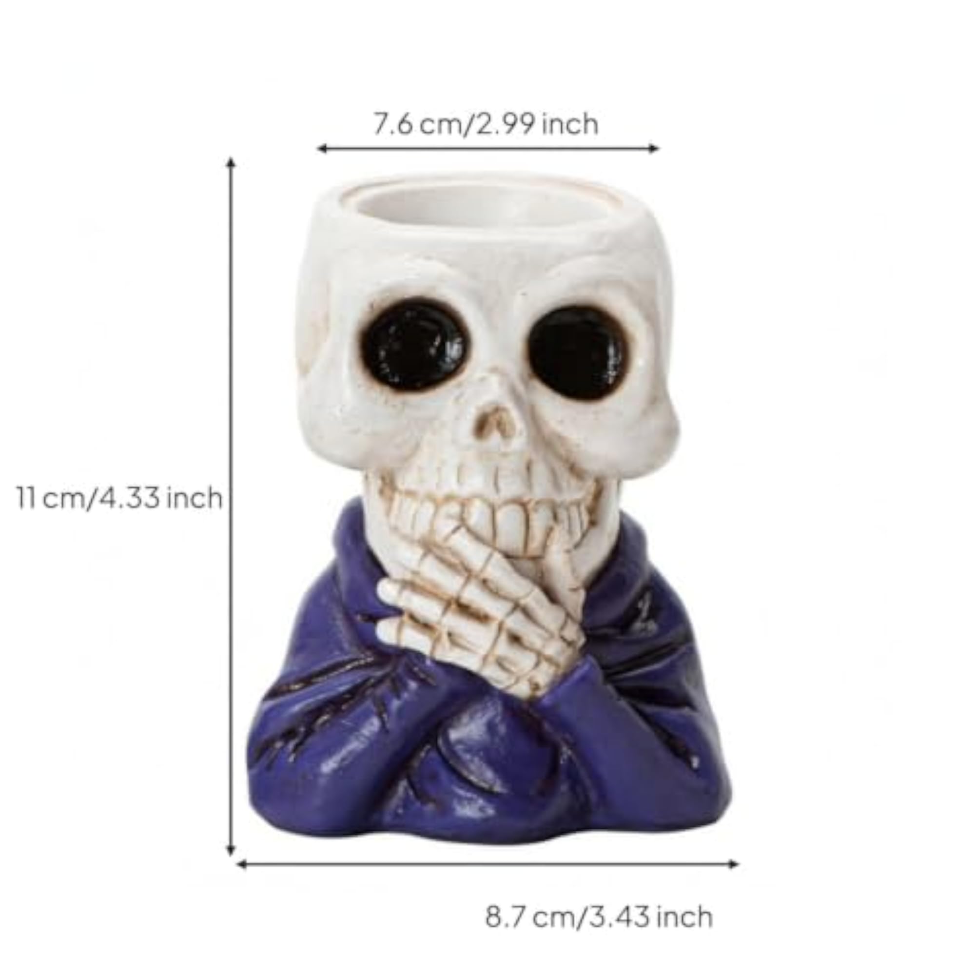 Festive Skull Candle Holder, Gothic Resin Figurine