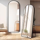 ECHOLYMTT Espejo de Pie Cuerpo Entero 160x50cm Dorado en Forma de Arco, para Pared o Soporte de Habitación Negro