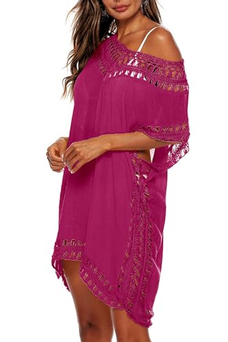 Image of Adisputent Womens Swimsuits Cover Ups Crochet Chiffon Beach Cover Bathing Suit Bikini Wear Coverups Dress