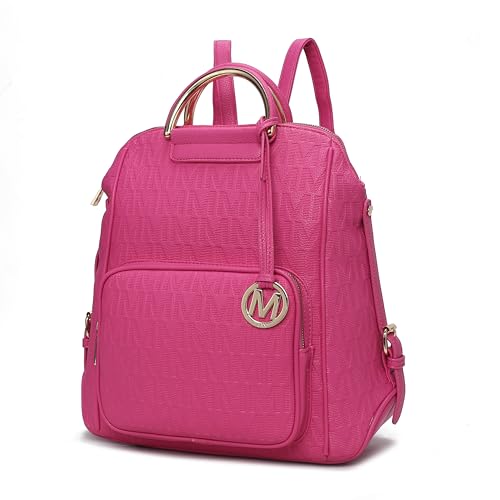MKF Collection Mochila feminina exclusiva, bolsa de viagem de couro vegano, alça superior, bolsa de trabalho de negócios da Mia K, Torra fúcsia, Mochilas de viagem