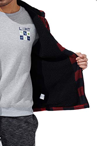 Image of Yasumond Mens Hoodies Fleece Jacket Plaid Flannel Heavy Sherpa Lined Hooded Zip Up Warm Winter Coats Big Tall