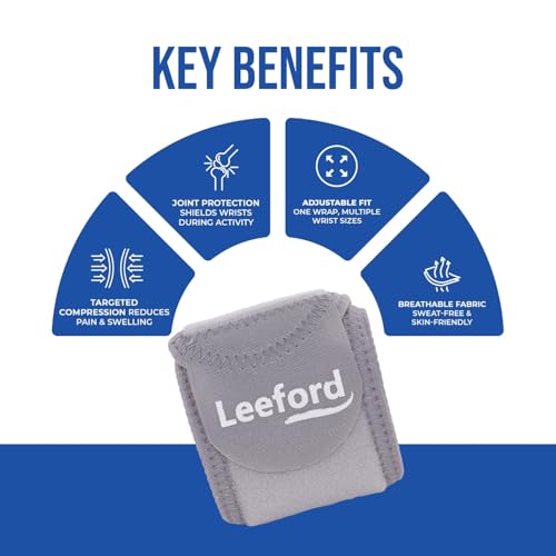 Image of Leeford Wrist Wrap for Men & Women, Universal Size | Adjustable Neoprene, Sports Wrist Support Band, Pain Relief Compression, Boxing, Deadlift & Gym Workout