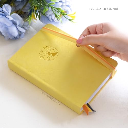 Image of NEORAH - B6 - ART JOURNAL | 200Gsm Dotgrid Note book |144 Pages(17.5 x 12.5 cm) | Lay Flat |Hard Cover Bullet - Journal |3 Bookmarks |Elastic Closure| Inner BackPocket | Ideal-Bujo,Drawing (YELLOW)