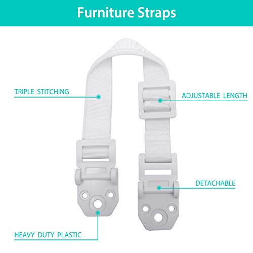 Furniture Anchors for Baby Proofing, 6-Pack Updated Two Movable Ends Anti-Tip Furniture Anchor, Bonus10 Outlet Covers & All Metal Mounting Hardwares, for Flat Screen TV, Dresser, Bookcase, Cabinets - Thumbnail 4