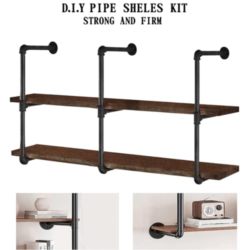 HITOMEN-Industrial-Iron-Pipe-Shelves-3-Set-3-Tier-28-Tall-12-Depth-DIY-Open-Bookshelf-Bookcase-Wall-Mounted-Vintage-Retro-Shelving-Rustic-Farmhouse-Pantry-Kitchen-Storage-Black-Shelf-Brackets
