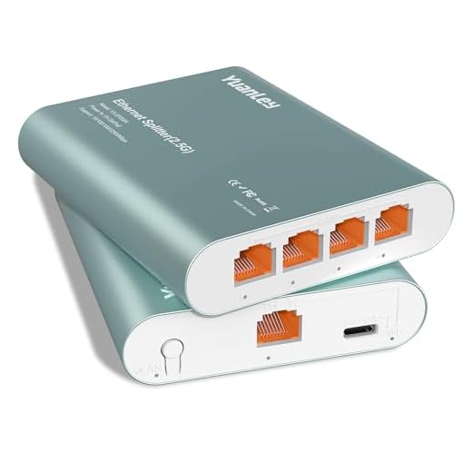 Splitter Ethernet 2.5G 1 a 4 con Ingresso PoE, Splitter Internet RJ45 ad Alta Velocità 2.5G con Scocca in Alluminio, Isolamento Porta VLAN, Alimentato PoE/USB-C, Cavo USB-C Incluso, Splitter di Rete