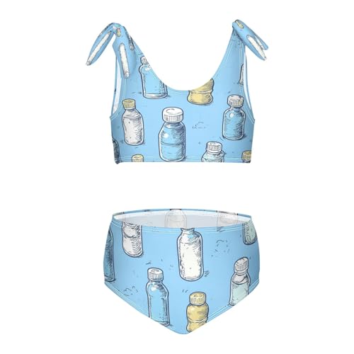Blue Bottles Doodle Trtro Girls Tankini Swimsuit Kids Bikini Sets 2 Pcs Bathing Suit 3T