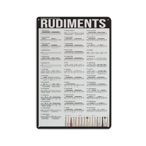 Rudiments Drum Literacy Metal Music Room Sign