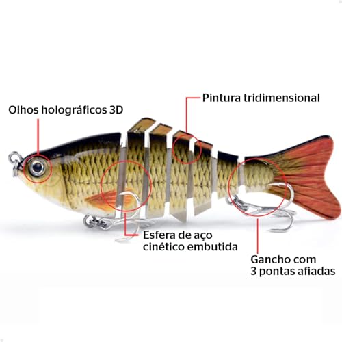 Kit 5 Isca Artificial Articulada Lambari Pesca Lorben