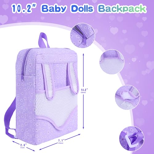 Zntwei QDS18 12 Inch Backpack Baby Doll Playset With Washable Dolls And Accessories Includes Backpack, Bottles, Nipple, Blankets, Hats, Clothes, Socks First Baby Dolls For Toddlers 3 Years And Up thumb #3