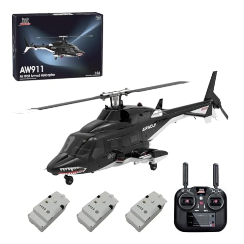 YUTT 1/34 AW-911 RC Helicopter, 2.4G 9CH Flybarless 6G/3D Modèle d'hélicoptère Cascadeur avec...