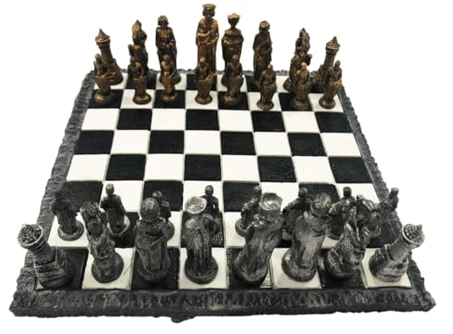 Jogo De Xadrez + Tabuleiro Temático Coleção Medieval Resina