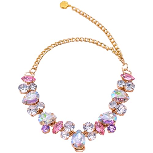 Kronabelle Pet Collar, Adjustable Gold Chain Necklace, Multicolor Resin Dog Collar for Small Medium Cats, Princess Charm Accessory for Wedding, Birthday, Photoshoots
