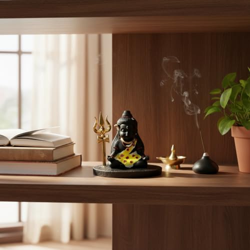Image of HindCraft Bal Shiva Idol for Home Decor | Meditating Mahadev Statue with Trishul for Puja Room, Temple & Spiritual Gift