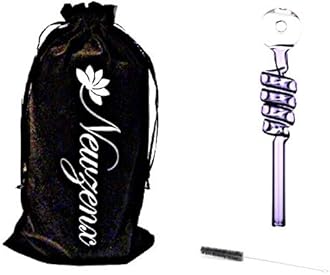 Newzenx Hookah Pyrex Glass Oil Burner Pipe Blue 5 Inch Colored Glass Water Pipe Bubbler Including Fancy Velvet Pouch & Pipe Cleaner