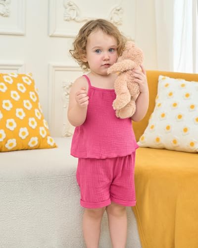 Image of Weebaby Toddler Girl Clothes Baby Summer Outfits Sleeveless Halter Top Ruffle Short Set Cute Kids Clothes Girls