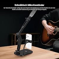 NEEWER Microphone Stand, Tisch Mikrofonständer mit Handyhalterung flexiblem Arm, verstellbare Mikrofon Halterung mit 1/4" auf 5/8" Schraubadapter kompatibel mit Blue Yeti Razer Seiren Mini, max. 1,5kg – Ansicht 2