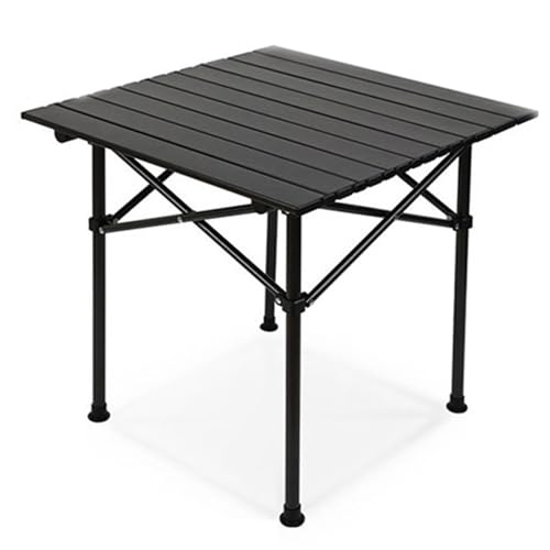 Mesa plegable, ligera y plegable con persianas, fuerte capacidad de carga, almohadilla de goma antideslizante, adecuada para acampar al aire libre, picnic, barbacoa, terraza de playa, 4-6 personas