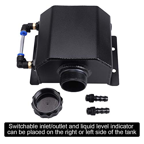 Rastp Universal 1L Coolant Overflow Tank, Aluminum Coolant Radiator Tank,Reservoir Expansion,Black #TOP2
